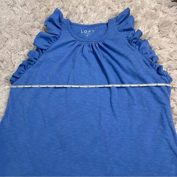 Loft Light Blue Ruffle Trim Sleeveless Shirt Size M - Picture 5 of 7